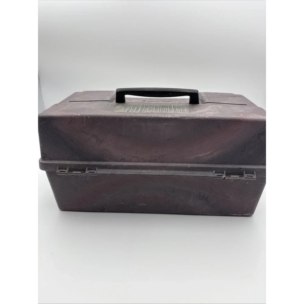 Vintage Plano Tackle Box Model 6303 3 Tier Fold Out Tray Fishing USA Brown
